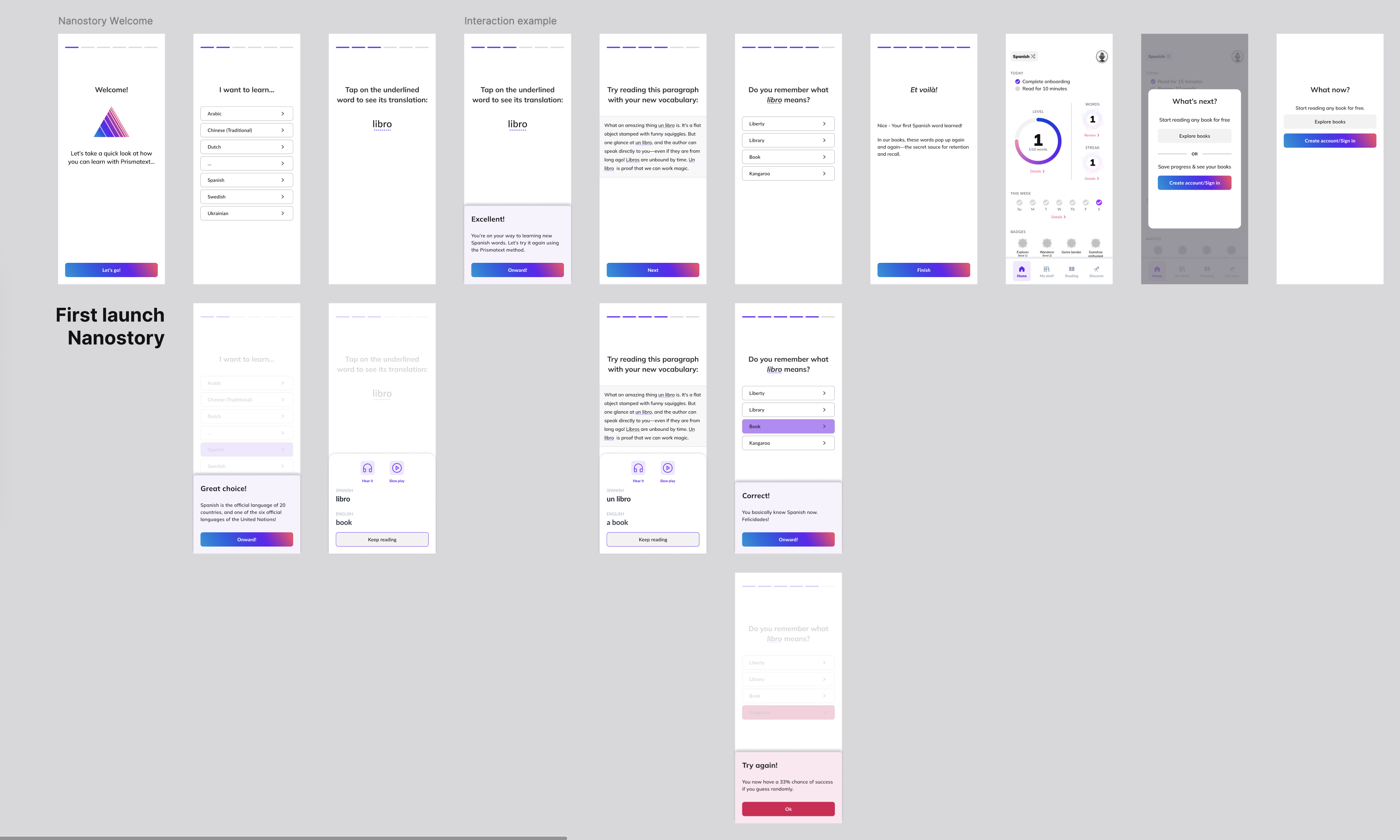A later onboarding experience for the Prismatext mobile app